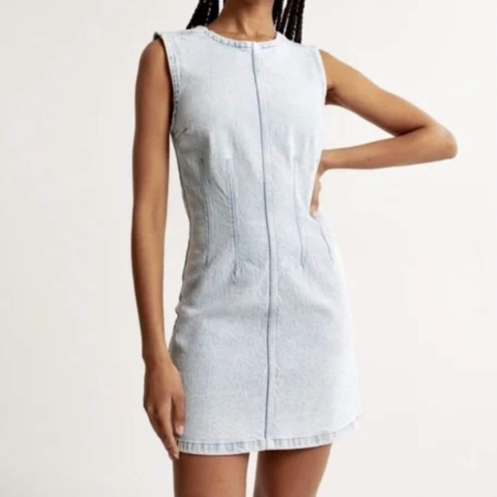 Abercrombie Mini Denim Shell Dress in Light Wash
